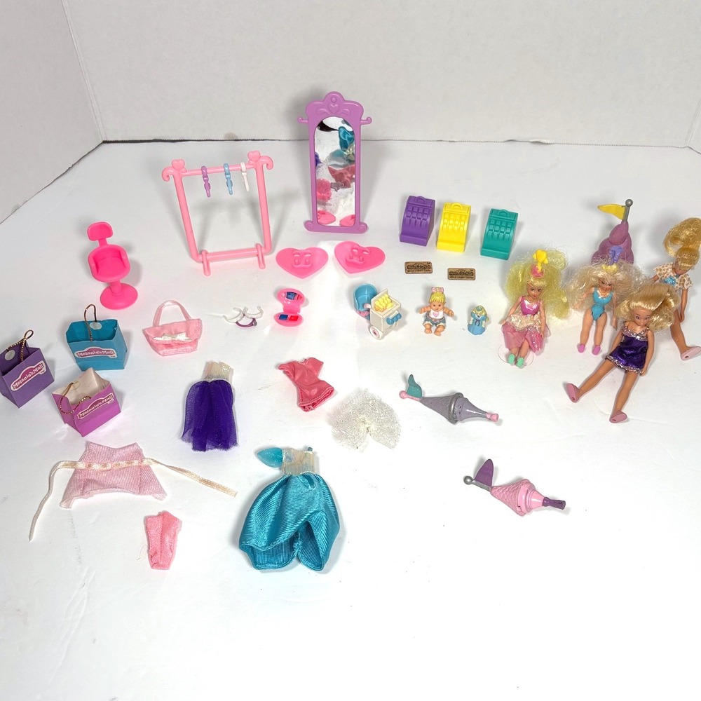 Vintage Melanies Mall Mini Doll Playset Accessories Clothing Mirror Set Lot